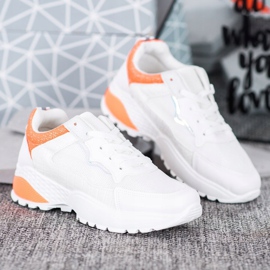 SHELOVET Zapatillas con inserciones naranjas blanco 1