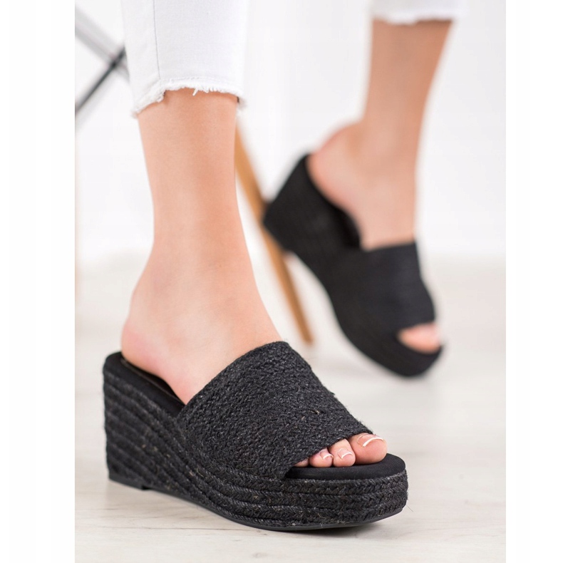 Kylie Zapatillas de cuña de moda negro 1