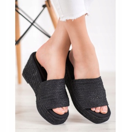 Kylie Zapatillas de cuña de moda negro 2
