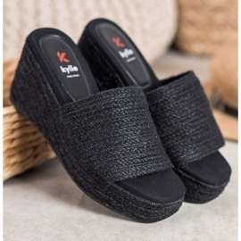 Kylie Zapatillas de cuña de moda negro 3