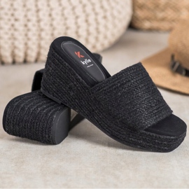 Kylie Zapatillas de cuña de moda negro 4