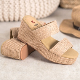 Kylie Pantuflas de cuña ligeras beige 3