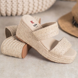 Kylie Pantuflas de cuña ligeras beige 3