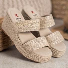 Kylie Pantuflas de cuña ligeras beige 4