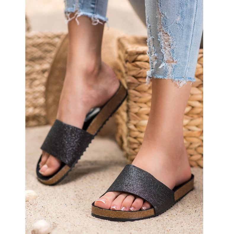 Filippo Pantuflas Negras Con Brillo negro 2