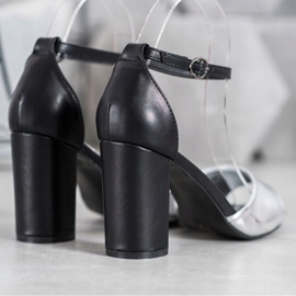 Small Swan Sandalias clásicas en un bar negro gris 1 Small Swan Sandalias clásicas en un bar negro gris 1