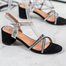 Small Swan Sandalias en una barra con zirconia cúbica negro gris 3