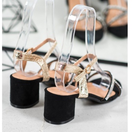 Small Swan Sandalias en una barra con zirconia cúbica negro amarillo 1 Small Swan Sandalias en una barra con zirconia cúbica negro amarillo 1