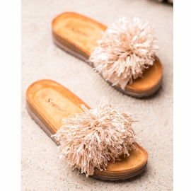 Seastar Pantuflas beige con flecos 1 Seastar Pantuflas beige con flecos 1