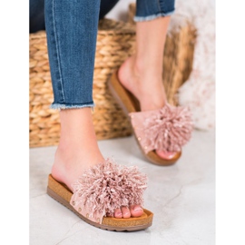 Seastar Pantuflas rosas con flecos rosado 3