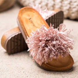 Seastar Pantuflas rosas con flecos rosado 2