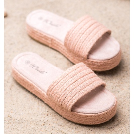 Weide Zapatillas de paja en la plataforma rosado 1