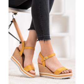 Weide Cuñas de gamuza de moda amarillo 4