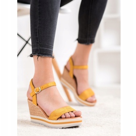 Weide Cuñas de gamuza de moda amarillo 3