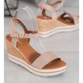 Weide Cuñas de gamuza de moda beige 2