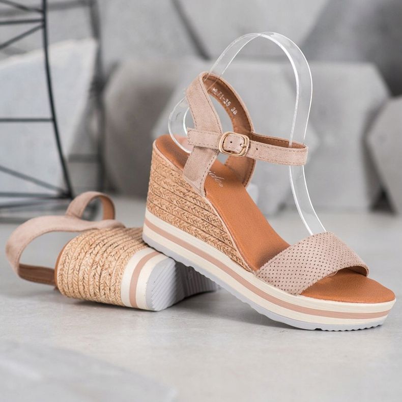 Weide Cuñas de gamuza de moda beige 1