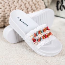 Seastar Pantuflas Blancas Con Conchas blanco 2