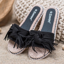 Seastar Zapatillas cómodas con flecos negro 1 Seastar Zapatillas cómodas con flecos negro 1