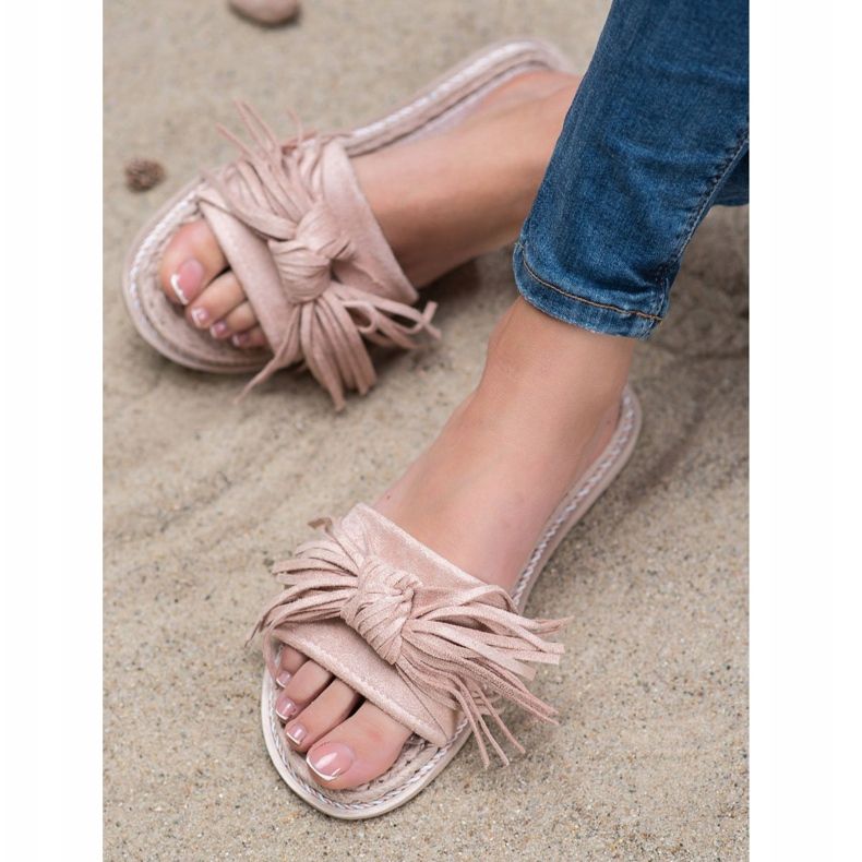 Seastar Zapatillas cómodas con flecos rosa 1