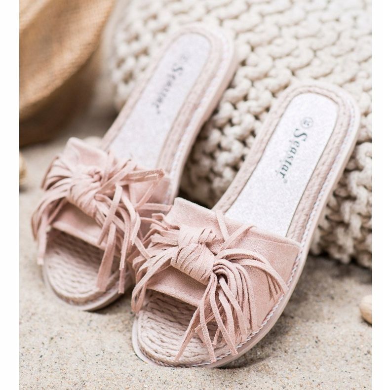 Seastar Zapatillas cómodas con flecos rosa 2