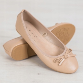 SHELOVET Bailarinas de cuero ecológico beige 2