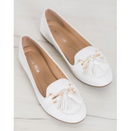 Nio Nio Mocasines elegantes con flecos blanco 2