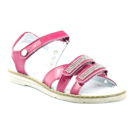 Bartek Sandalias de cuero para niñas con circones 86161 rosa 1