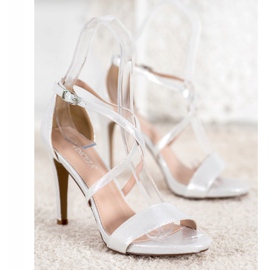 Vinceza Tacones de plata sexy gris 3