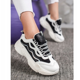 SHELOVET Zapatillas con cordones blanco negro 2
