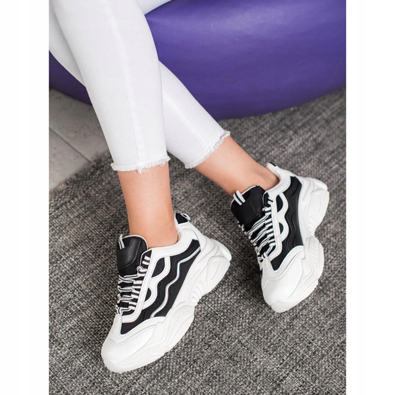 SHELOVET Zapatillas con cordones blanco negro 1