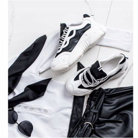 SHELOVET Zapatillas con cordones blanco negro 5