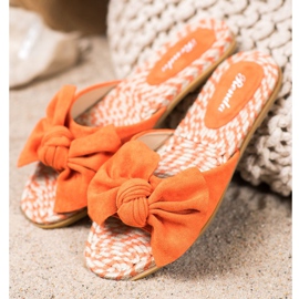 Renda Pantuflas Elegantes Con Lazo naranja 1 Renda Pantuflas Elegantes Con Lazo naranja 1