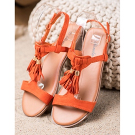 Renda Sandalias Con Flecos naranja 3