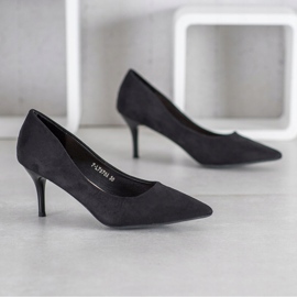 SHELOVET Tacones negros de gamuza 3