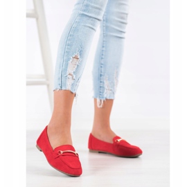 Anesia Paris Mocasines de ante elegante rojo 3