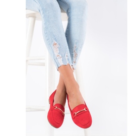 Anesia Paris Mocasines de ante elegante rojo 4