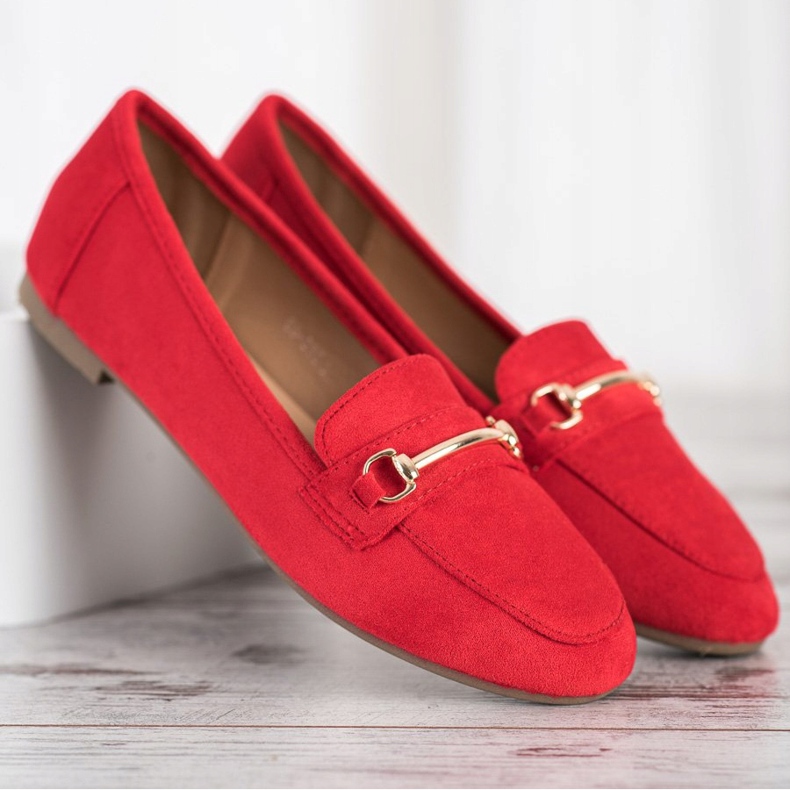 Anesia Paris Mocasines de ante elegante rojo 1