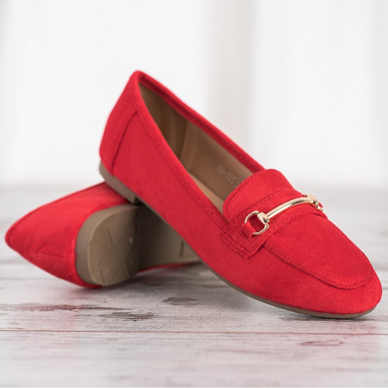 Anesia Paris Mocasines de ante elegante rojo 2