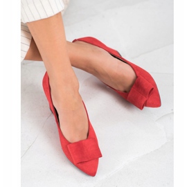 W. Potocki Zapatos de salón con purpurina y lazo rojo 4