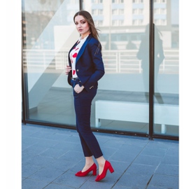 W. Potocki Zapatos de salón con purpurina y lazo rojo 6