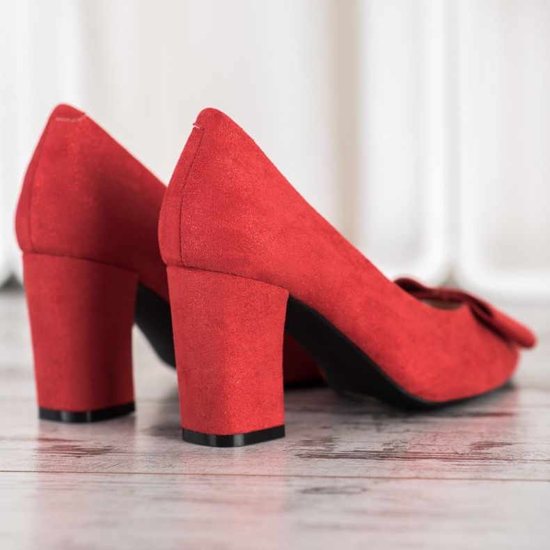 W. Potocki Zapatos de salón con purpurina y lazo rojo 1