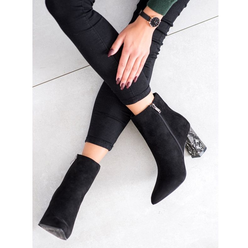 Goodin Botas de tacón alto con estampado de serpiente negro 1 Goodin Botas de tacón alto con estampado de serpiente negro 1