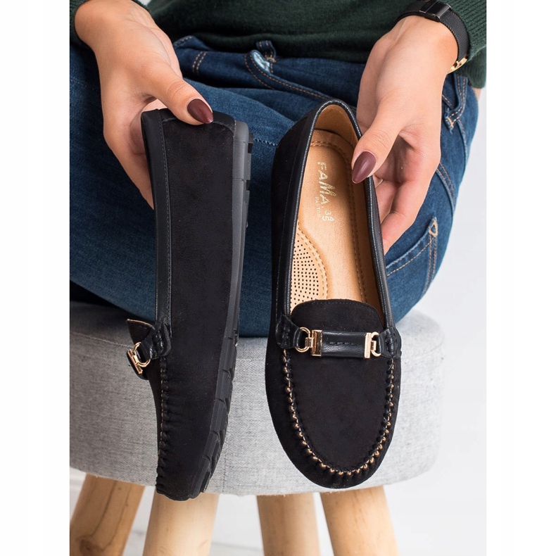 Fama Mocasines de ante negro 2