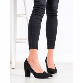 SHELOVET Zapatos de tacón de gamuza clásicos negro 2