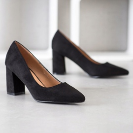SHELOVET Zapatos de tacón de gamuza clásicos negro 1