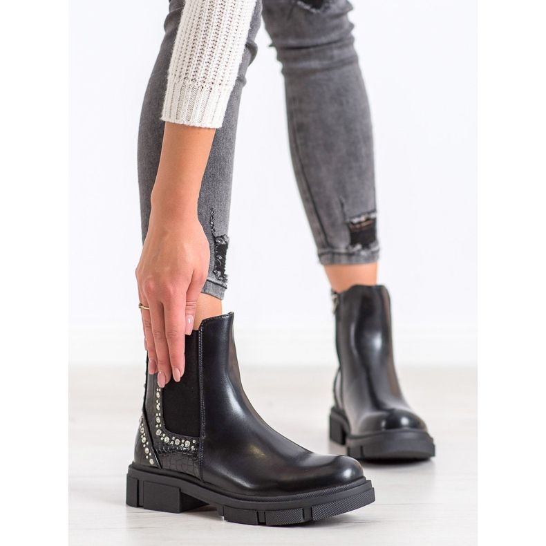 Yes Mile Botas Negras Con Circonita Cúbica negro 2