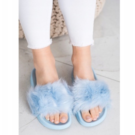SHELOVET Zapatillas de Goma con Piel azul 3