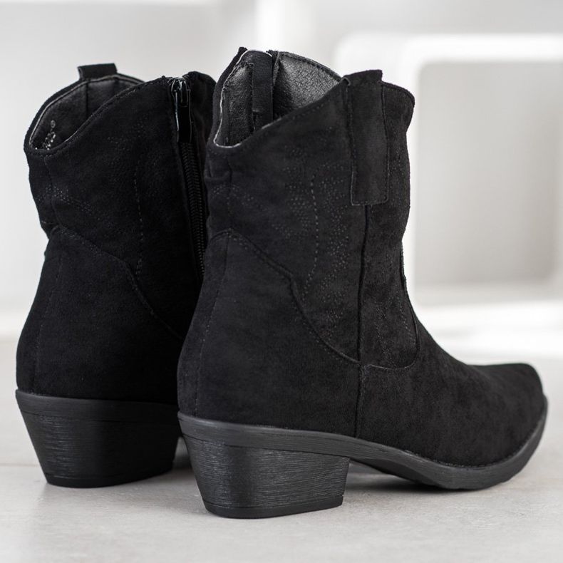 Ideal Shoes Botas de vaquero con ante negro 1