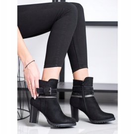Queentina Botines de ante elegantes negro plata 5