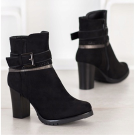 Queentina Botines de ante elegantes negro plata 2